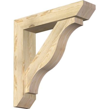 Funston Slat Rough Sawn Bracket W/ Offset Brace, Douglas Fir, 6W X 28D X 28H